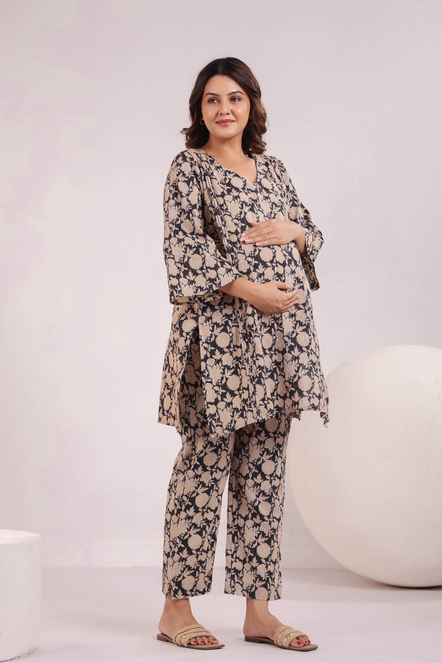 Bold Botanica Black  Maternity & Nursing Co-ord Set