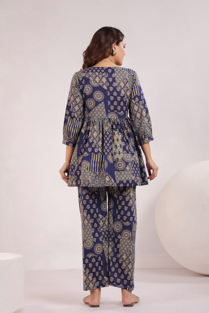 Abstract Patches Indigo Maternity & Nursing Set