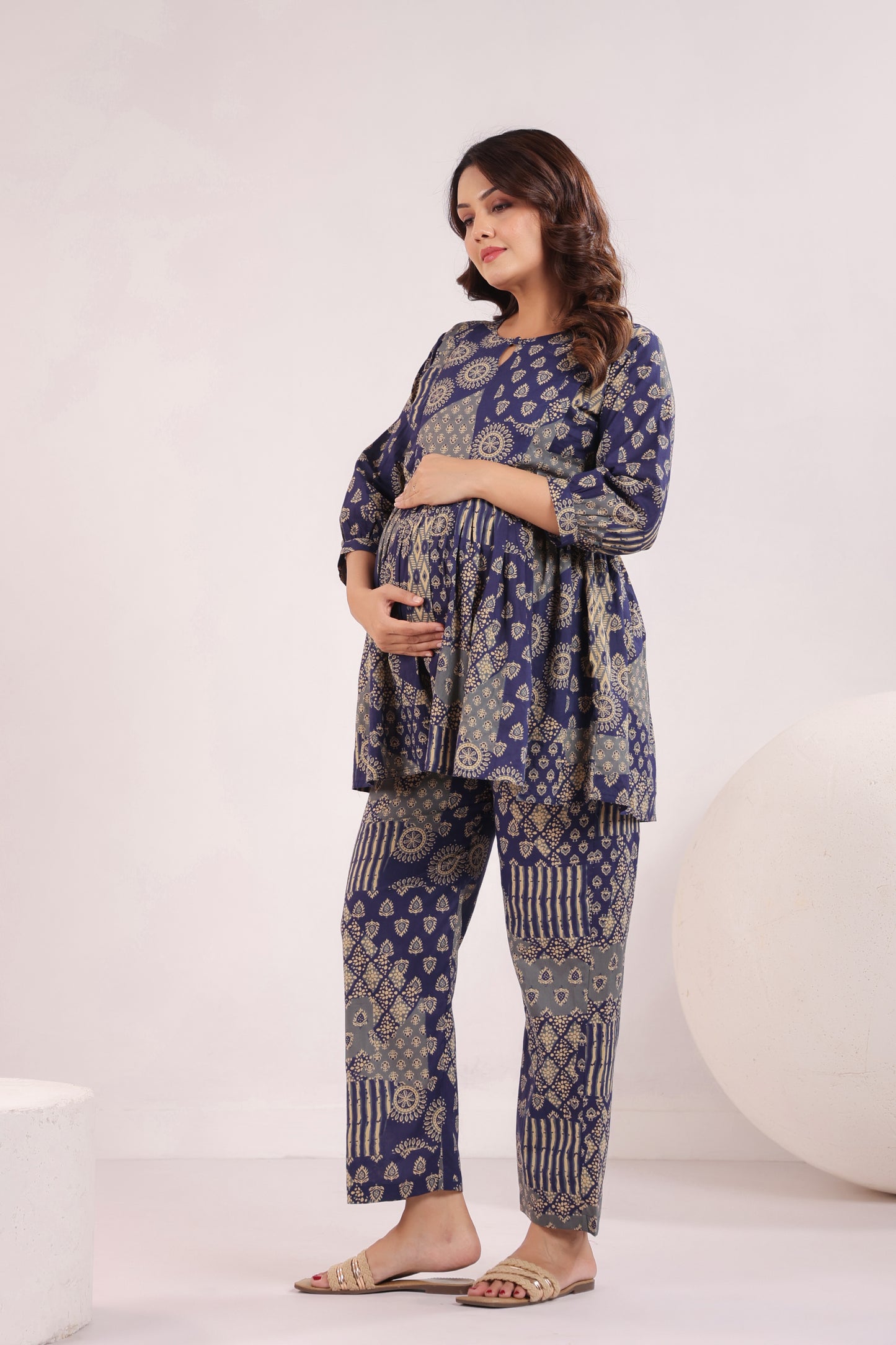 Abstract Patches Indigo Maternity & Nursing Set