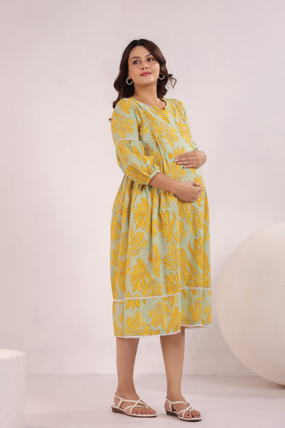 Lush Lime Oasis Green Maternity & Nursing Dress