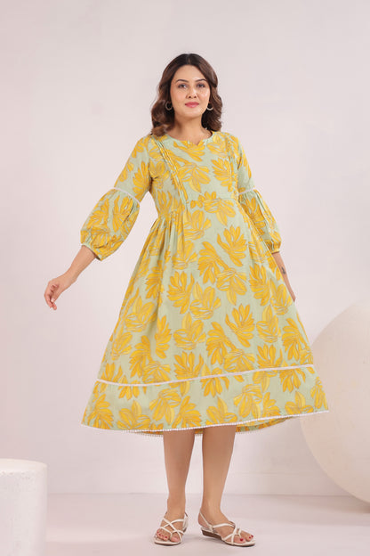 Lush Lime Oasis Green Maternity & Nursing Dress