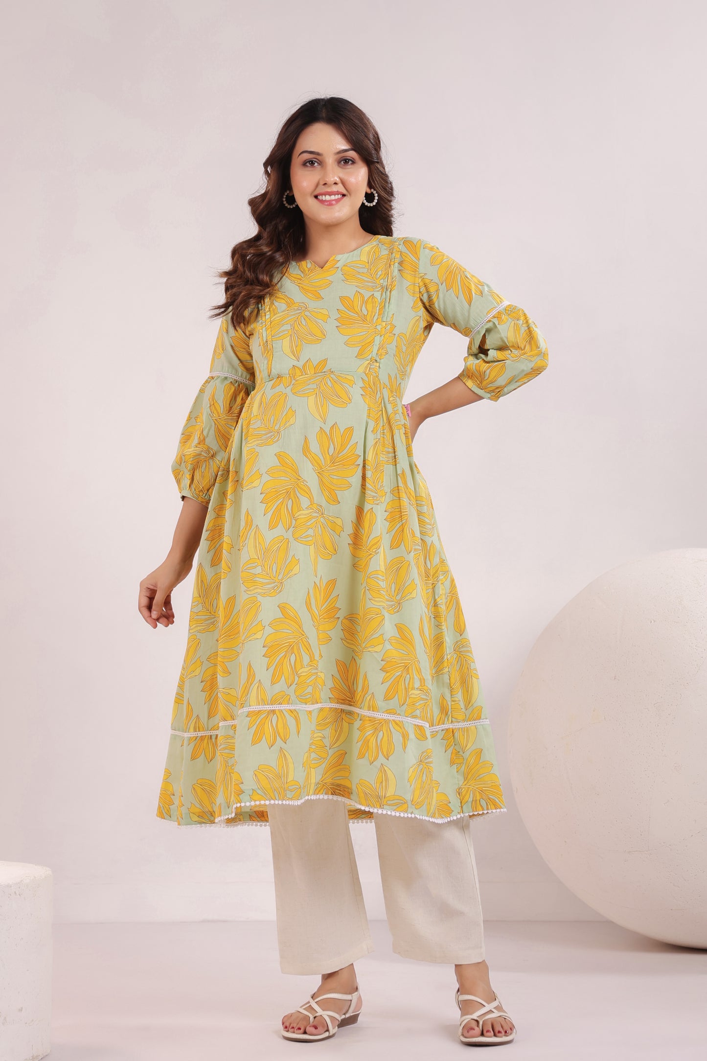 Lush Lime Oasis Green Maternity & Nursing Kurta