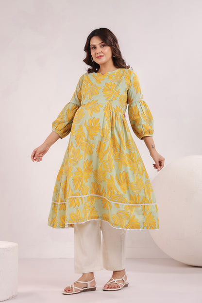 Lush Lime Oasis Green Maternity & Nursing Kurta