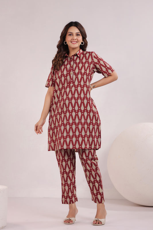 Radiant Red Cotton Co-ord Set