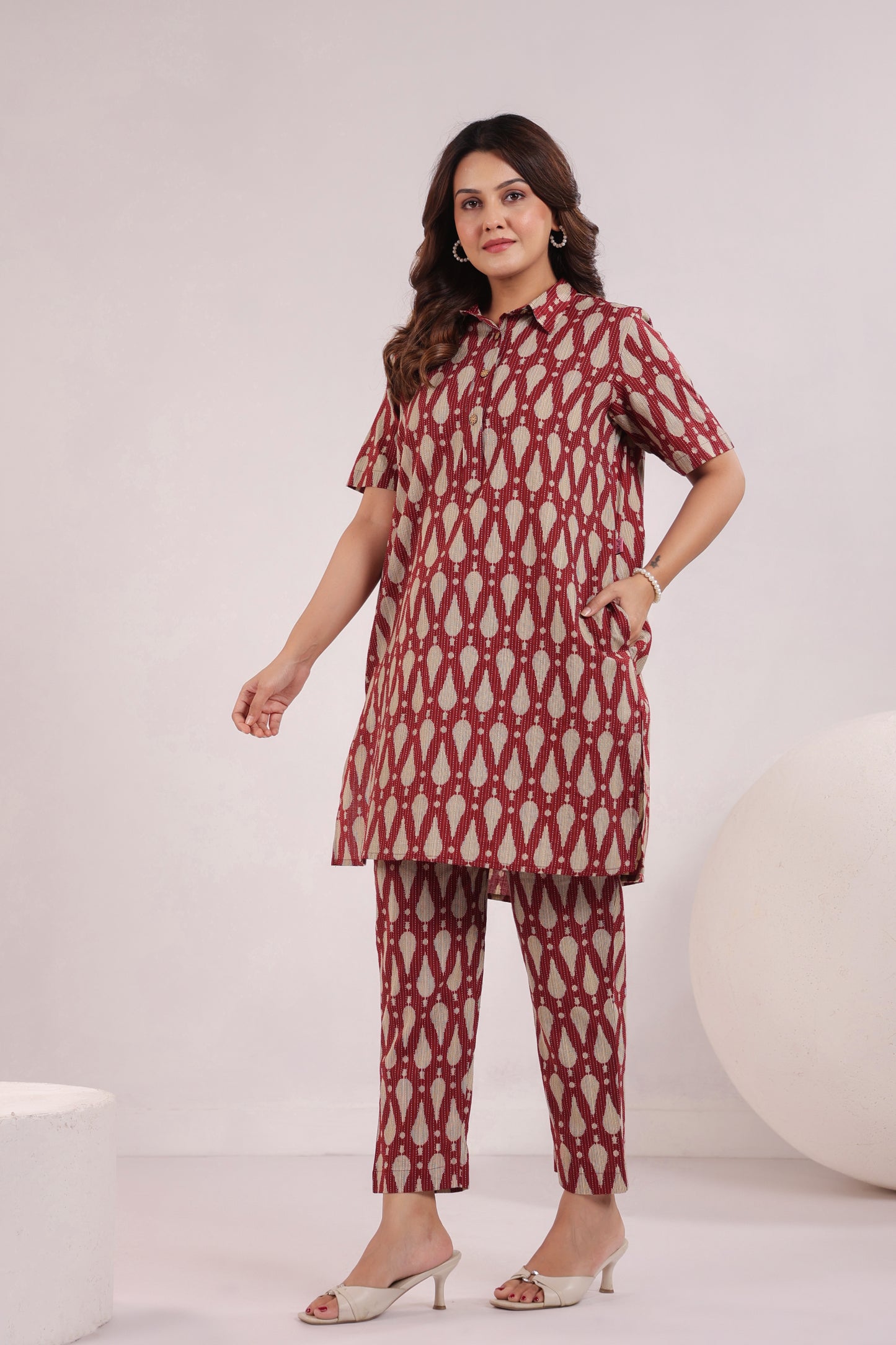 Radiant Red Cotton Co-ord Set