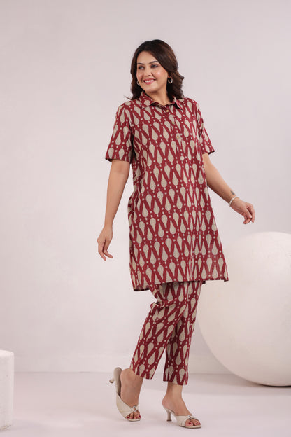 Radiant Red Cotton Co-ord Set