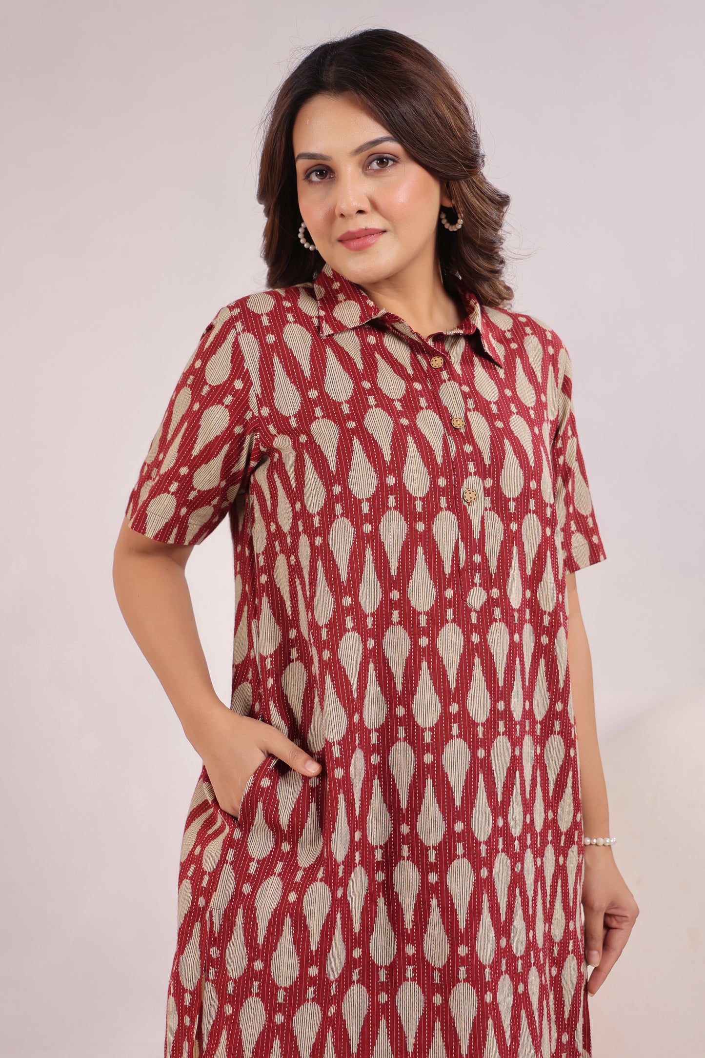 Radiant Red Cotton Co-ord Set