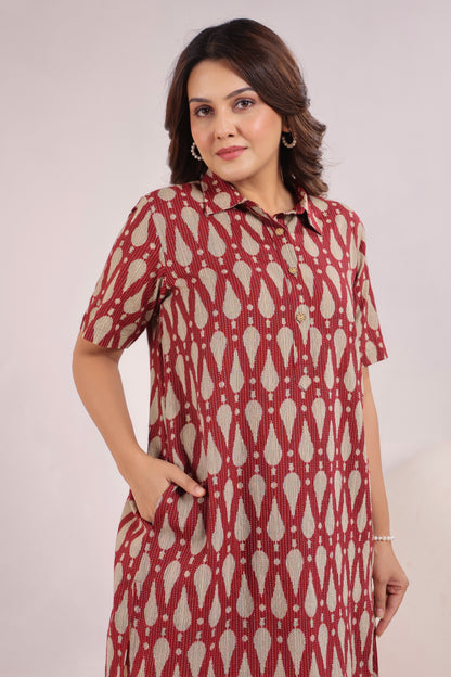 Radiant Red Cotton Co-ord Set