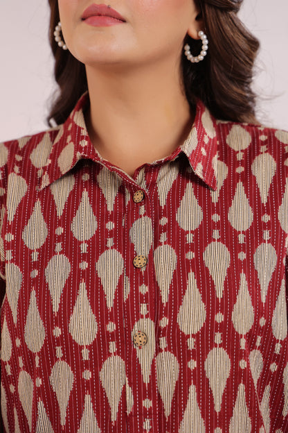 Radiant Red Cotton Co-ord Set