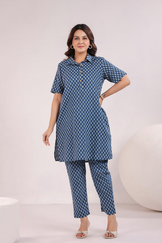 Indigo Impressions Cotton Co-ord Set