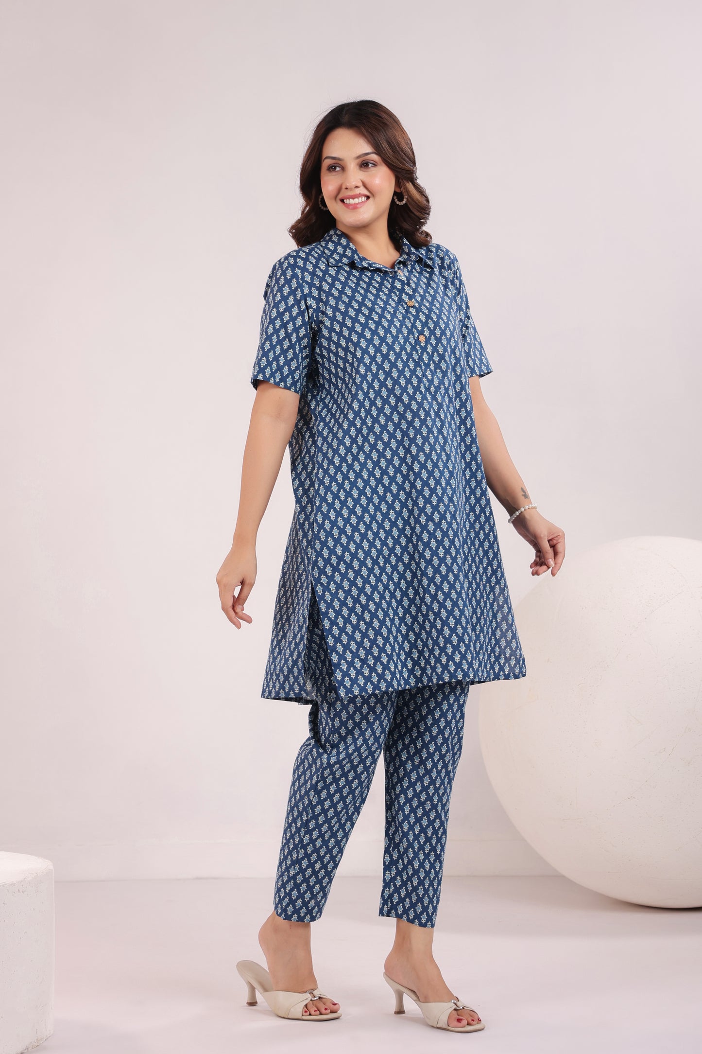 Indigo Impressions Cotton Co-ord Set