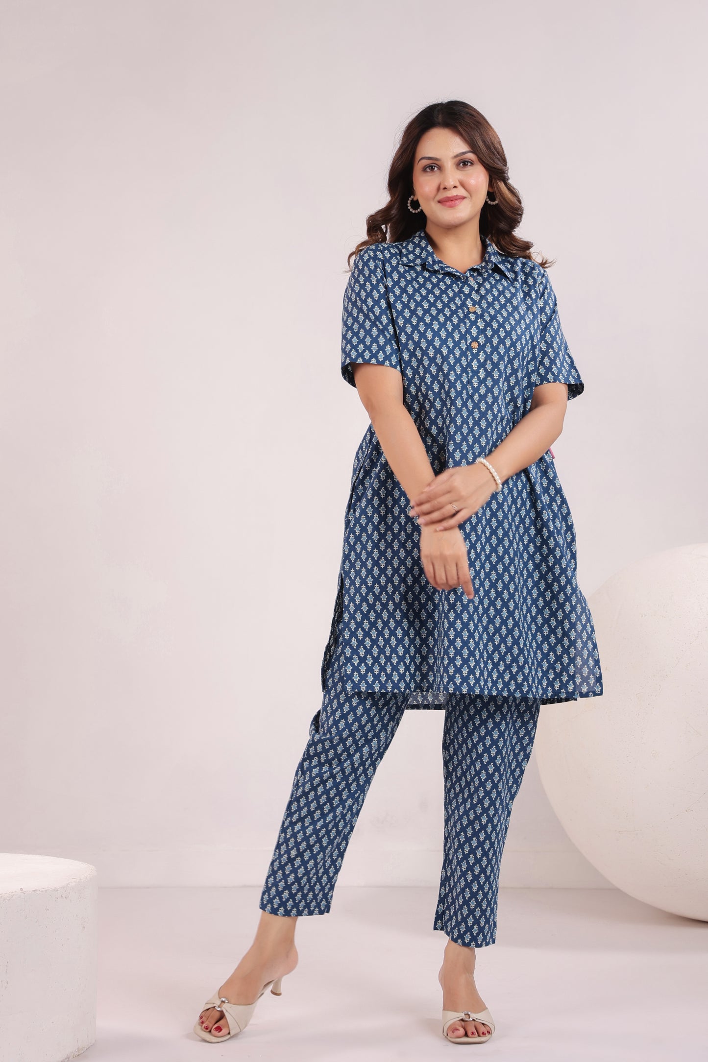 Indigo Impressions Cotton Co-ord Set