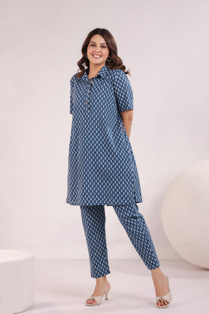 Indigo Impressions Cotton Co-ord Set