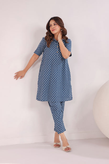 Indigo Impressions Cotton Co-ord Set