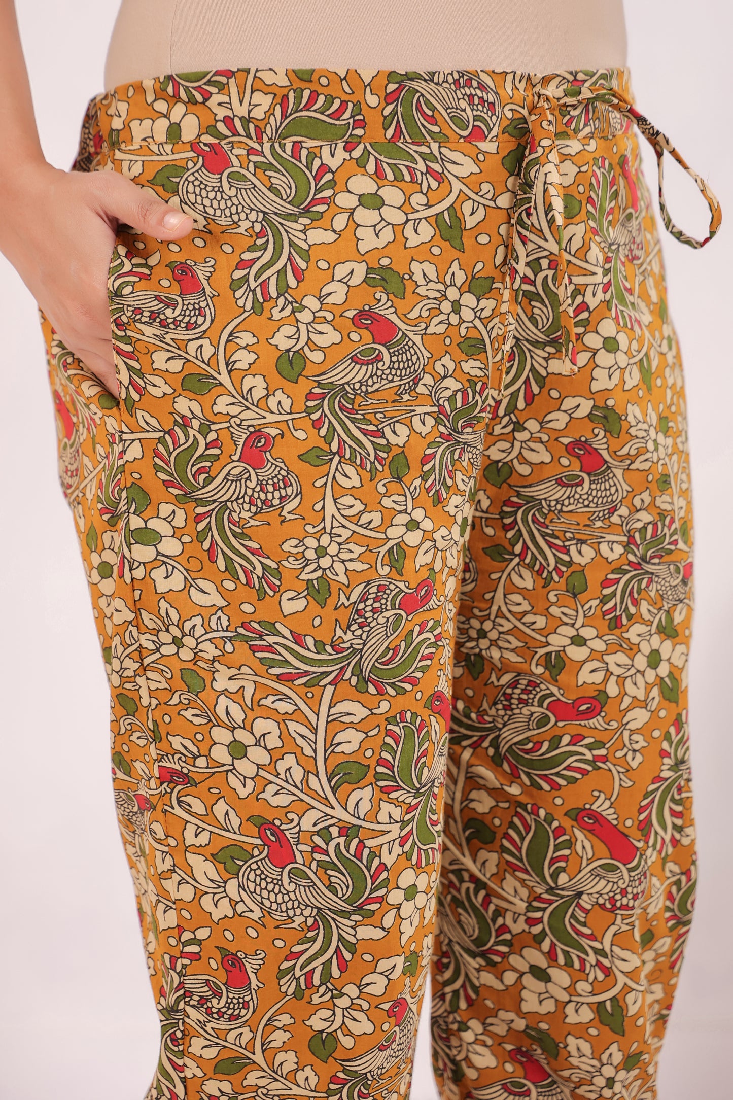 Mustard Kalamkari Cotton Co-ord Set