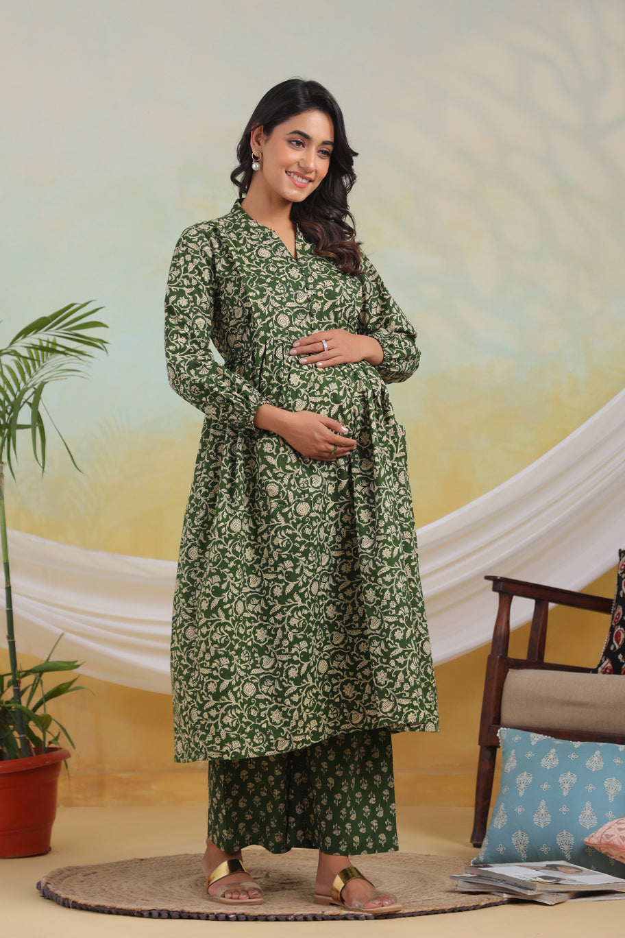Zen Floral Maternity & Nursing Kurta Set