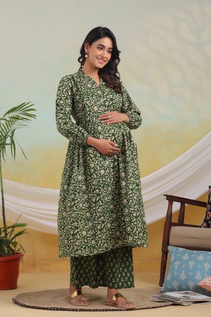 Zen Floral Maternity & Nursing Kurta Set