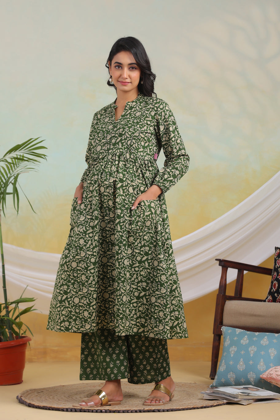 Zen Floral Maternity & Nursing Kurta Set