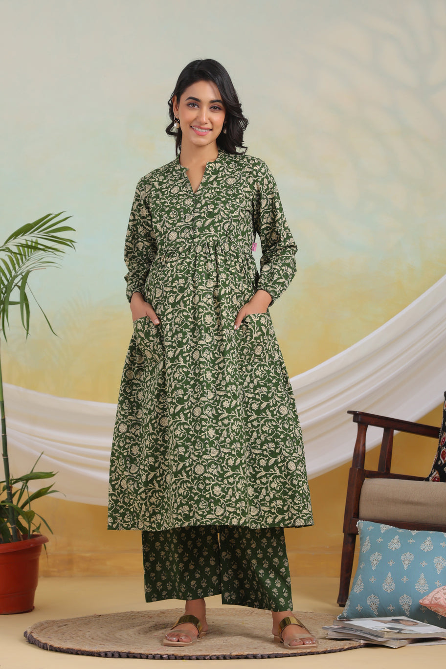 Zen Floral Maternity & Nursing Kurta Set