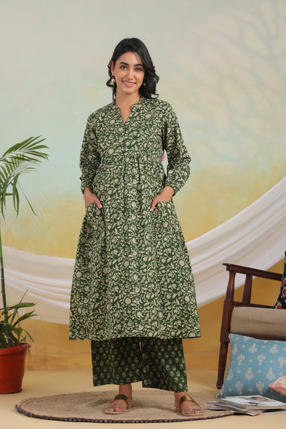 Zen Floral Maternity & Nursing Kurta Set