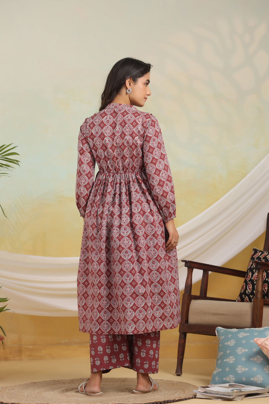 Rust Horizon Maternity & Nursing Kurta Set