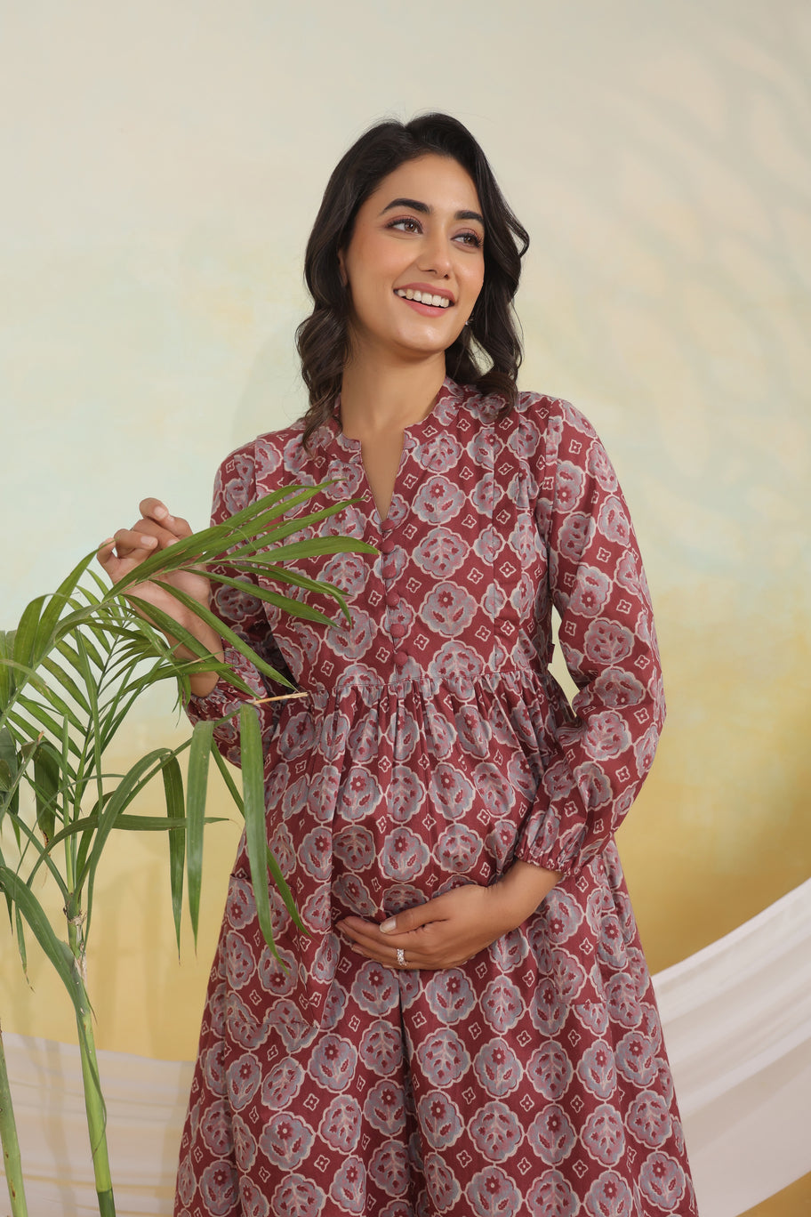 Rust Horizon Maternity & Nursing Kurta Set
