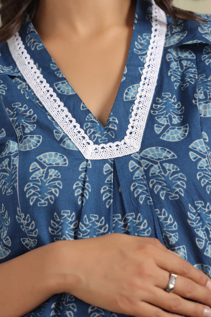 Indigo Elegance Maternity & Nursing Kurta Set
