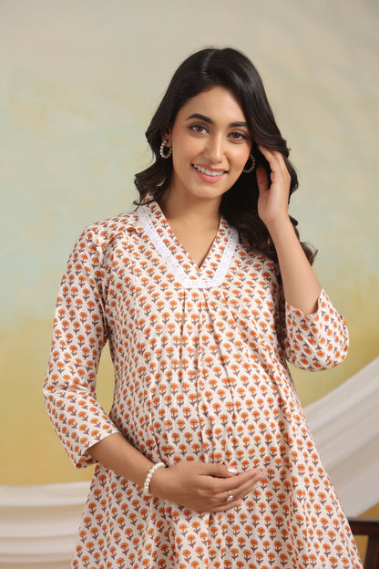 Sunny Bliss Maternity & Nursing Kurta Set
