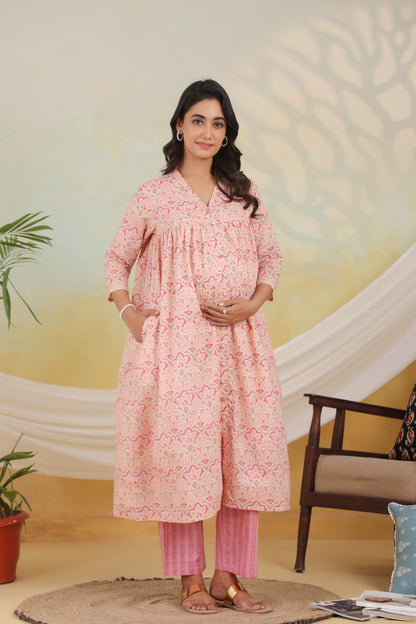 Pink Dynasty Maternity & Nursing Kurta Set