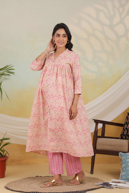Pink Dynasty Maternity & Nursing Kurta Set