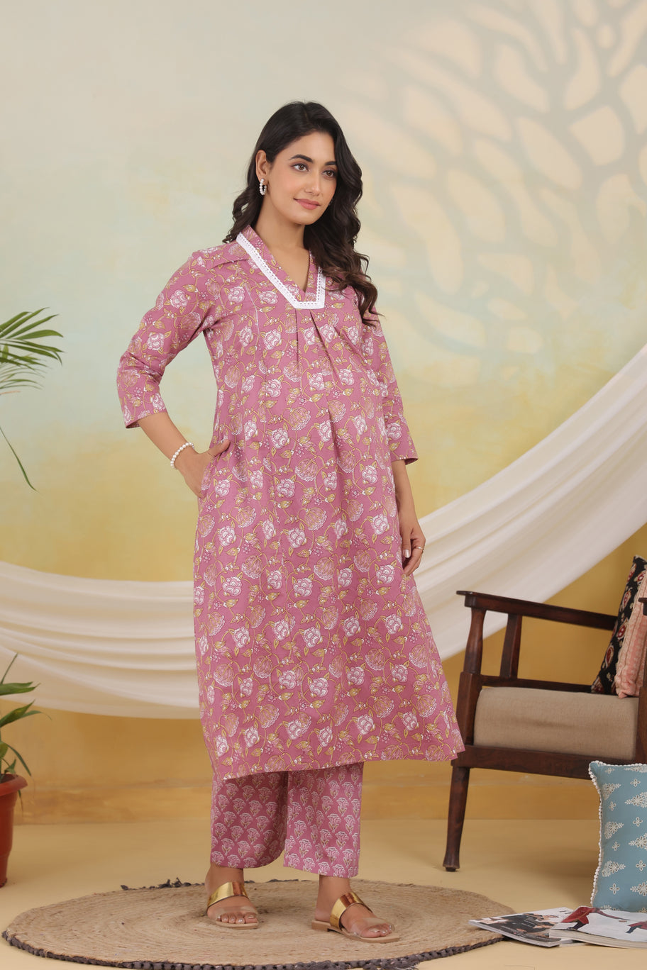 Violet Valley Maternity & Nursing Kurta Set
