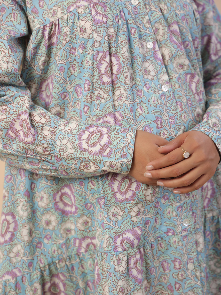 Blue Blossom Maternity & Nursing Dress