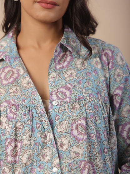 Blue Blossom Maternity & Nursing Dress