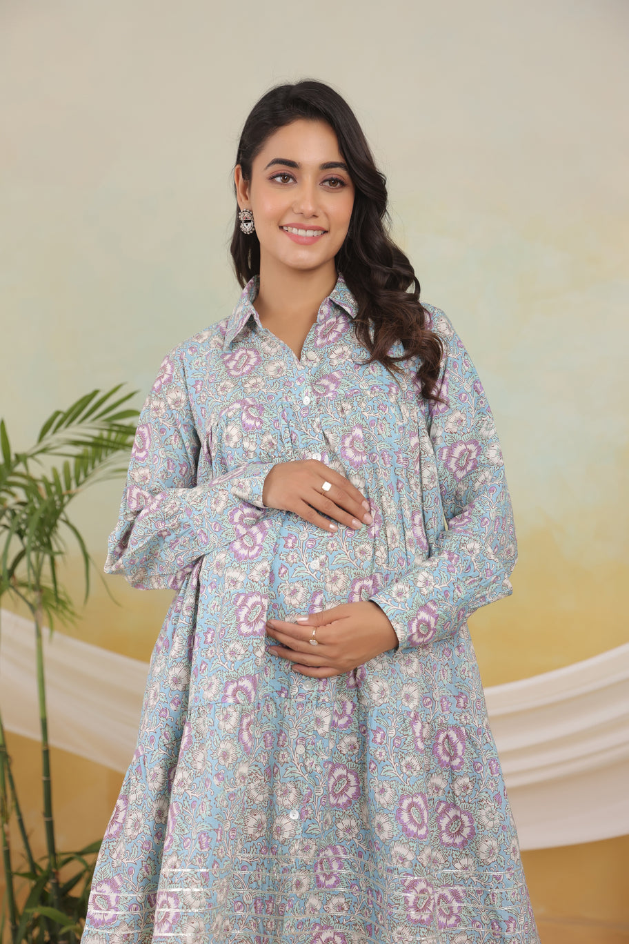 Blue Blossom Maternity & Nursing Dress
