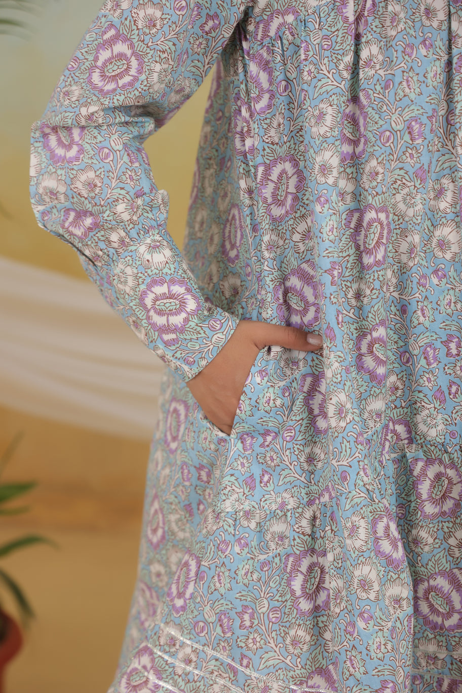 Blue Blossom Maternity & Nursing Dress