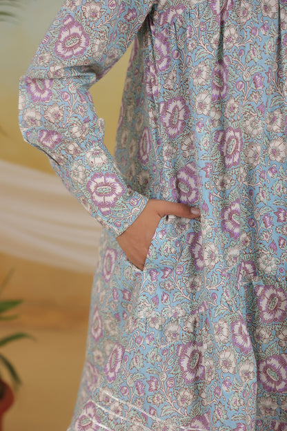 Blue Blossom Maternity & Nursing Dress