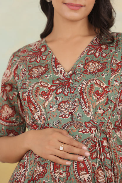 Persian Paisley Angrakha Maternity & Nursing Dress