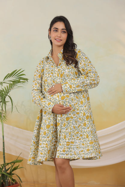 Sunflower Sunshine Maternity & Nursing Dress