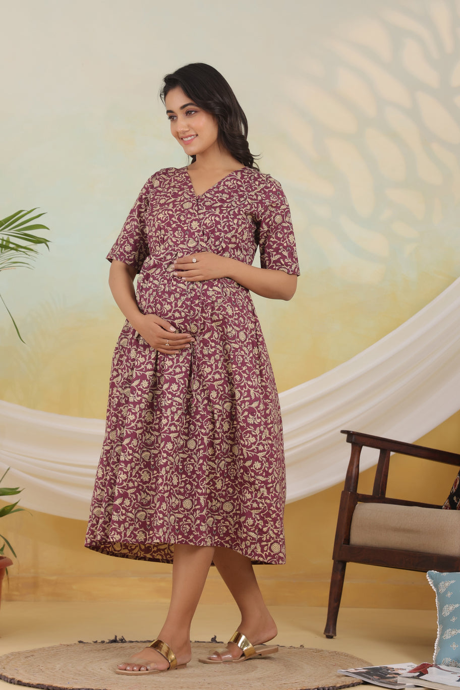 Floral Soiree Angrakha Maternity & Nursing Dress