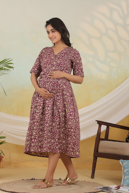 Floral Soiree Angrakha Maternity & Nursing Dress