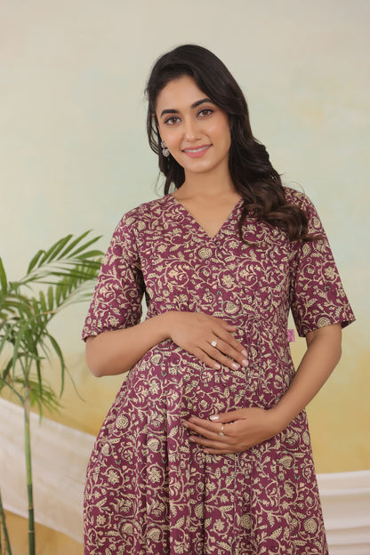 Floral Soiree Angrakha Maternity & Nursing Dress