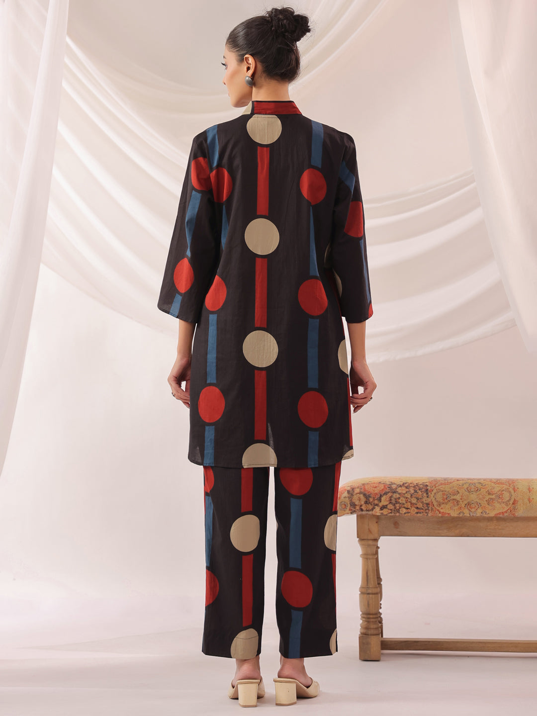 Tribal Echo Black Cotton Co-ord Set