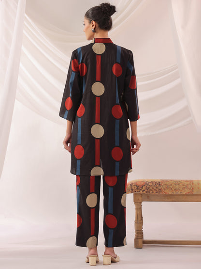 Tribal Echo Black Cotton Co-ord Set