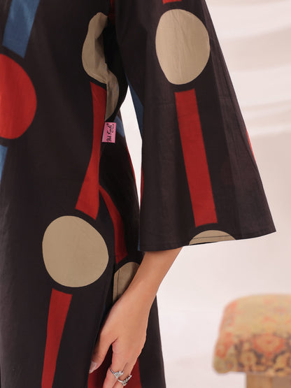 Tribal Echo Black Cotton Co-ord Set