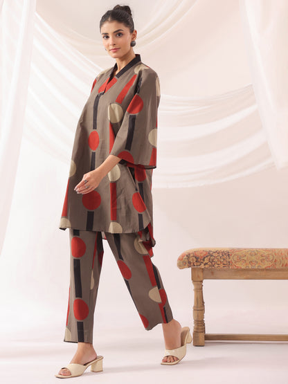 Tribal Echo Grey Cotton Co-ord Set