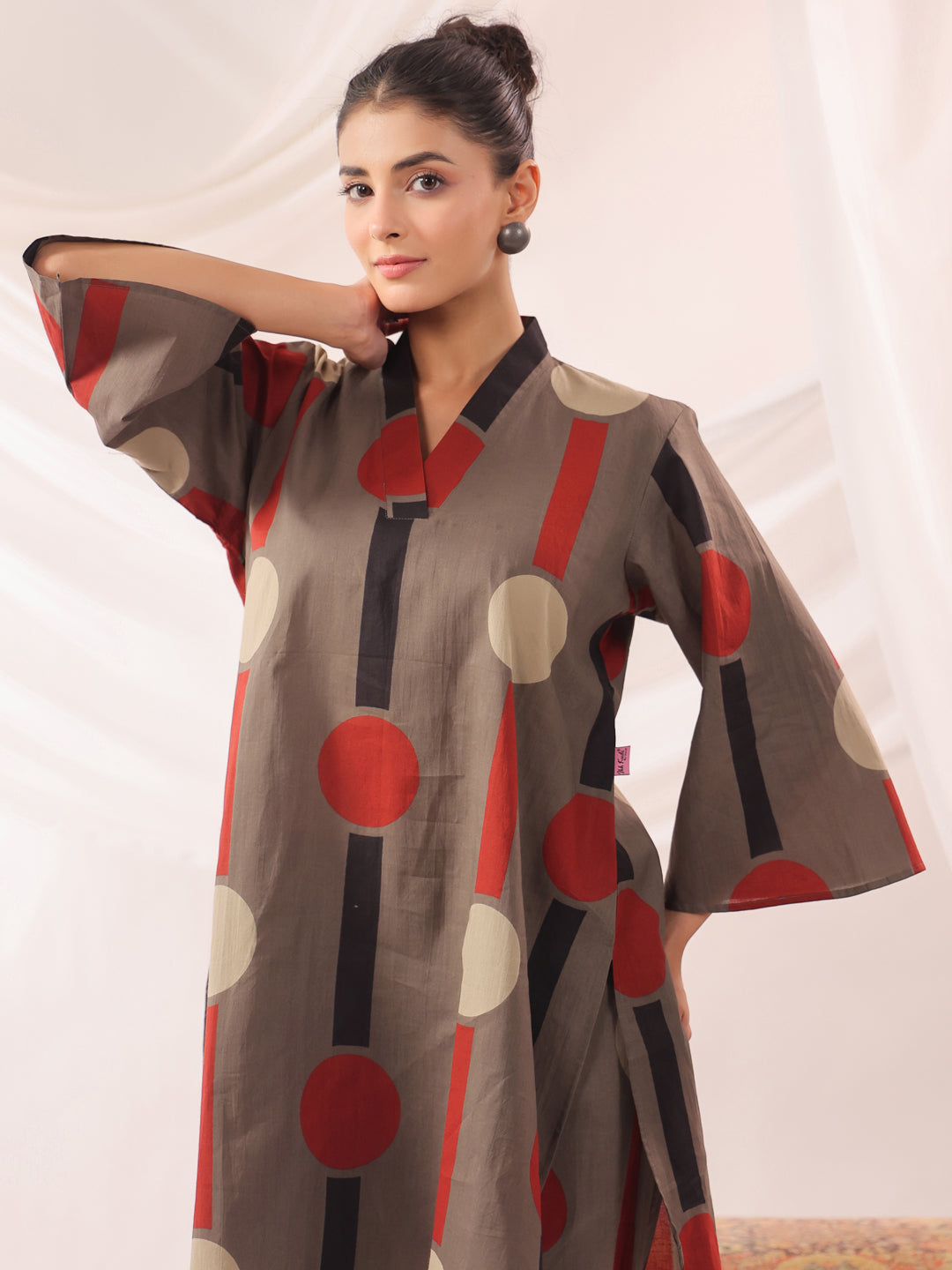 Tribal Echo Grey Cotton Co-ord Set