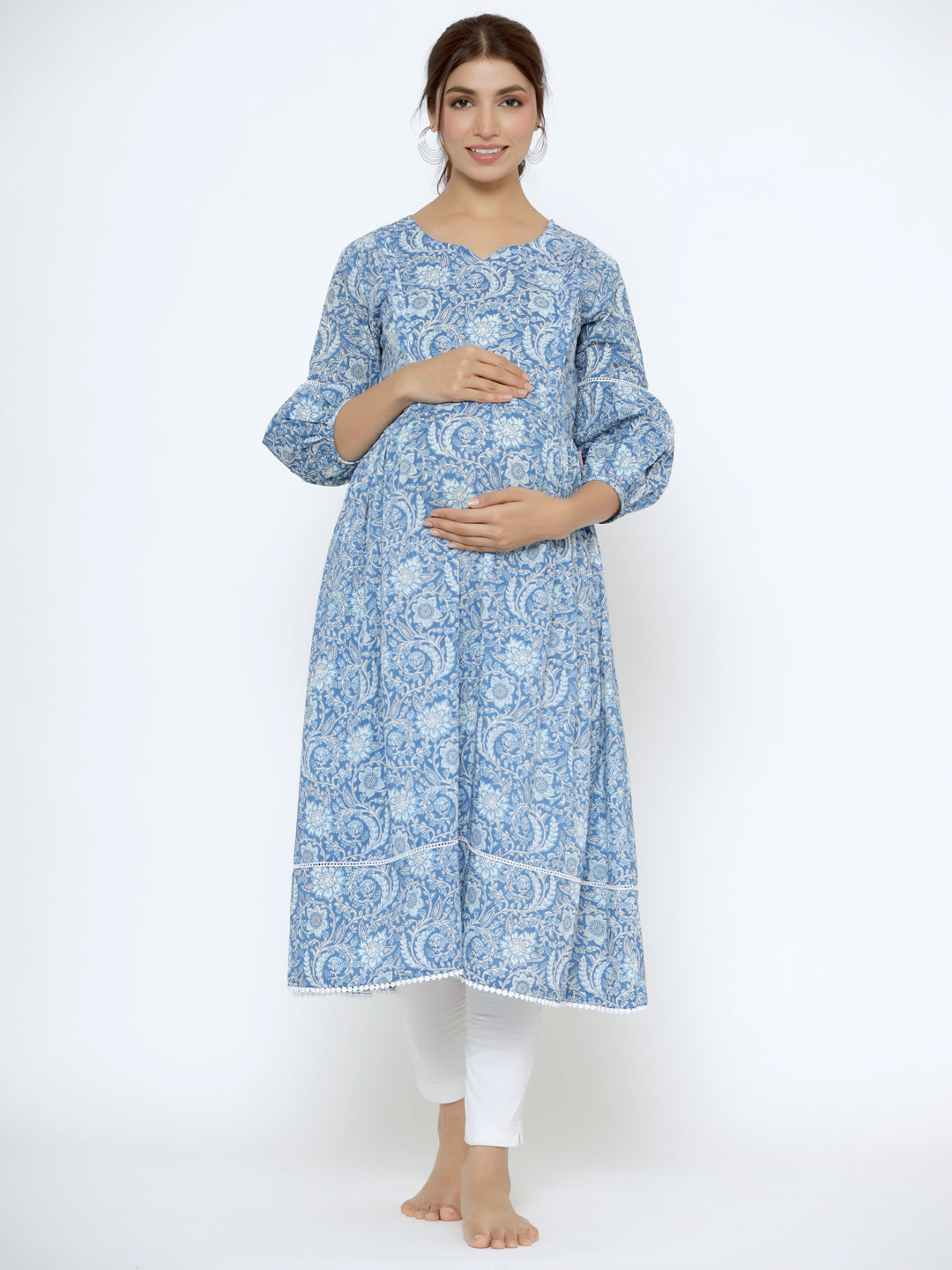 Floral Lagoon Maternity & Nursing Kurta