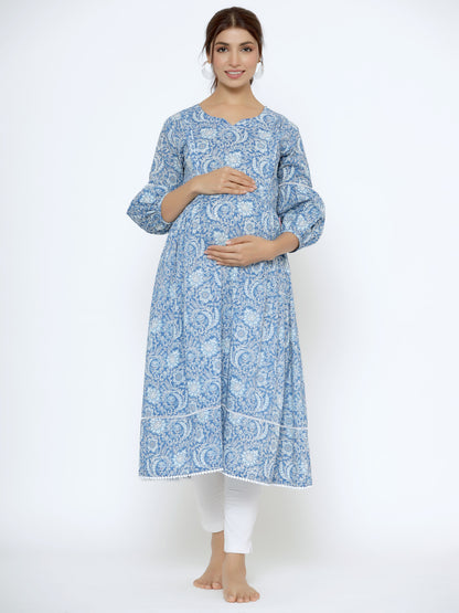 Floral Lagoon Maternity & Nursing Kurta