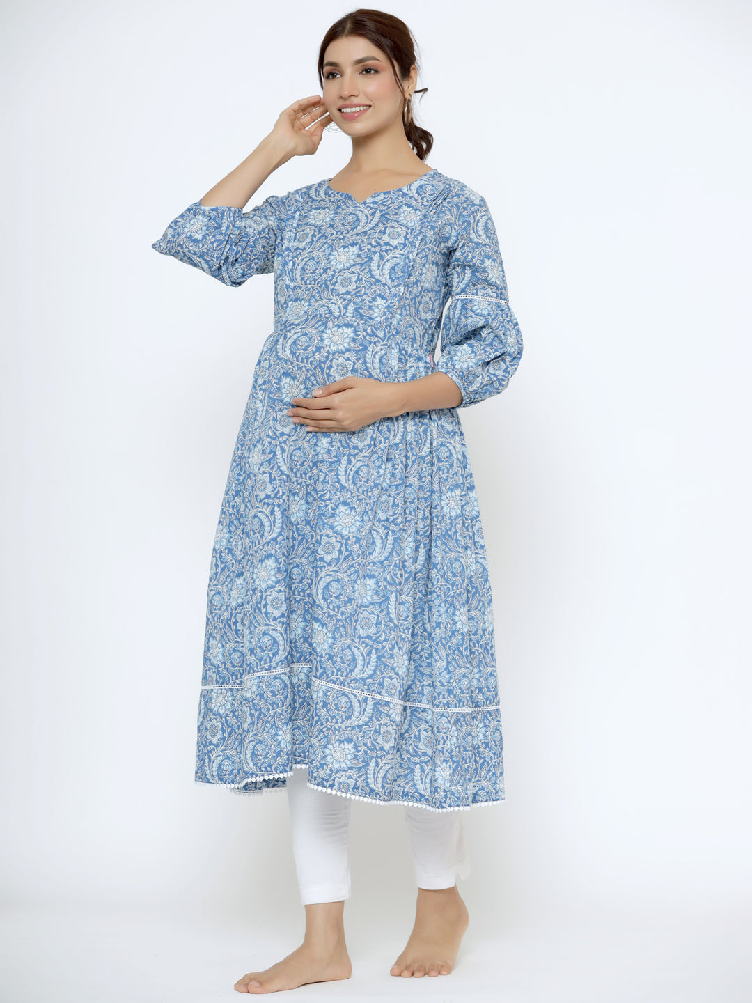 Floral Lagoon Maternity & Nursing Kurta