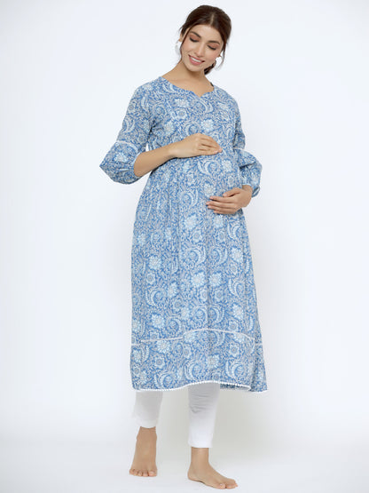 Floral Lagoon Maternity & Nursing Kurta